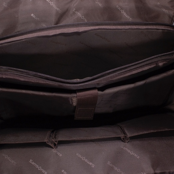 Samsonite Leather Messenger Bag | Brown Leather Flapover Case Double Gusset - Picture 9 of 10
